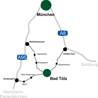 Anfahrtsskizze Autobahn Bad T�lz